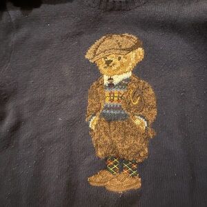 Polo Ralph Lauren Men's Navy Sweater with Polo Bear Design